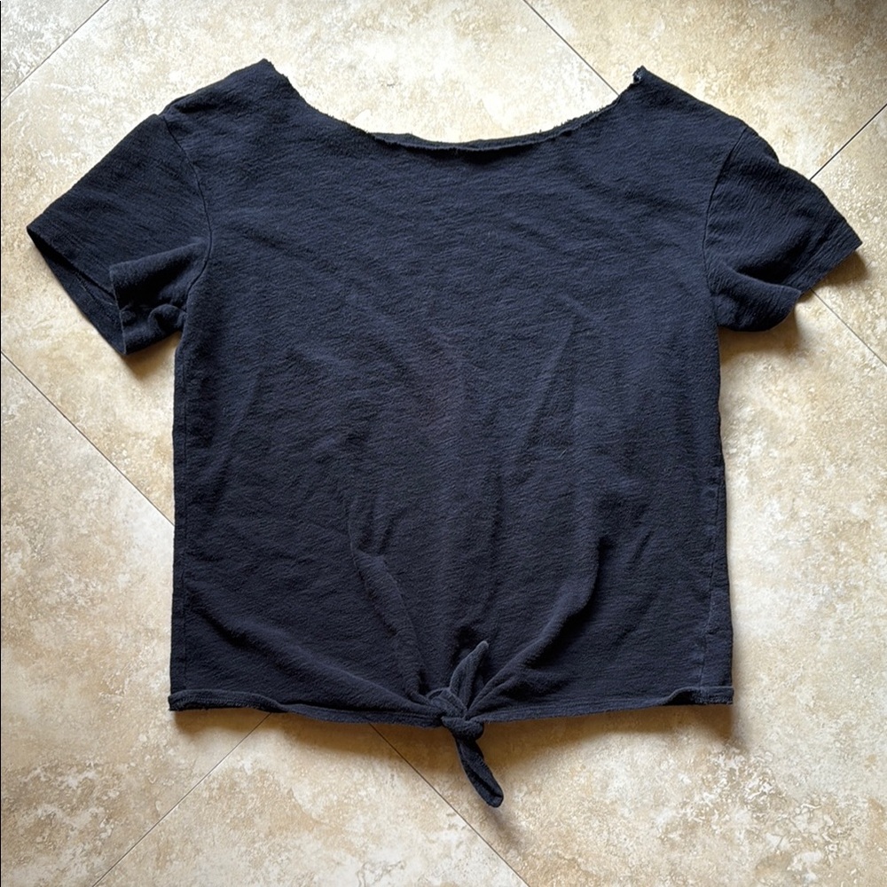 Old Navy Blue Short Sleeve Tie Front T-Shirt